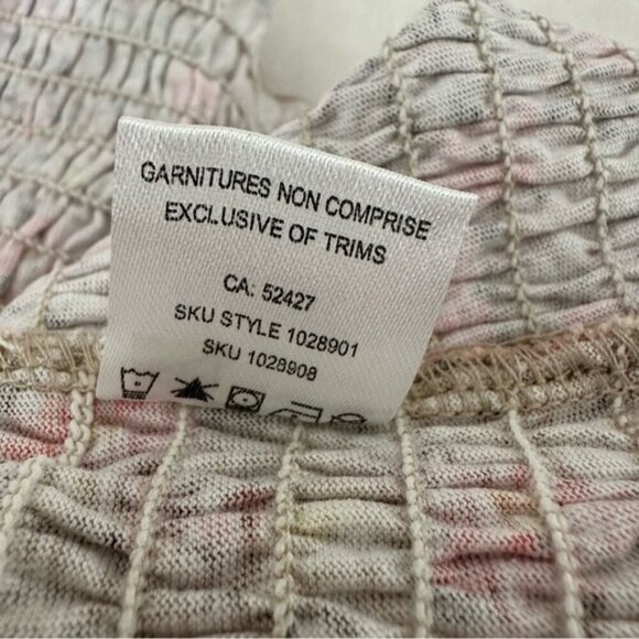 NWT MyStyle 100% Cotton Off Shoulder Top Shirring Smocked Pink Beige - Large - Picture 7 of 9